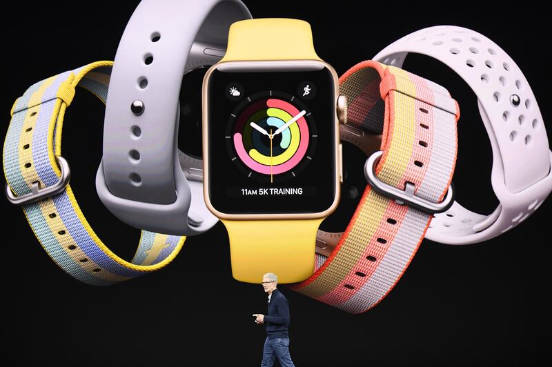 Tim Cook, chief executive officer of Apple Inc., speaks about Apple Watch during an event at the Steve Jobs Theater in Cupertino, California. David Paul Morris / Bloomberg