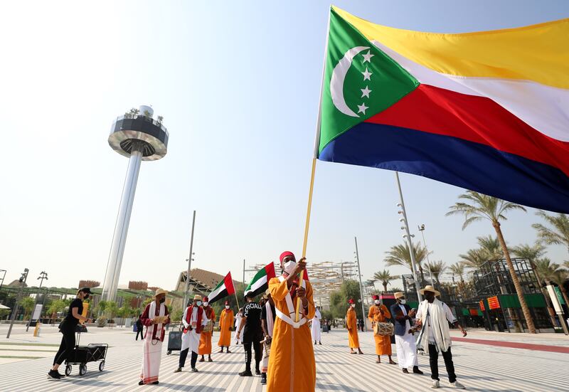 Flying the Comoros flag.