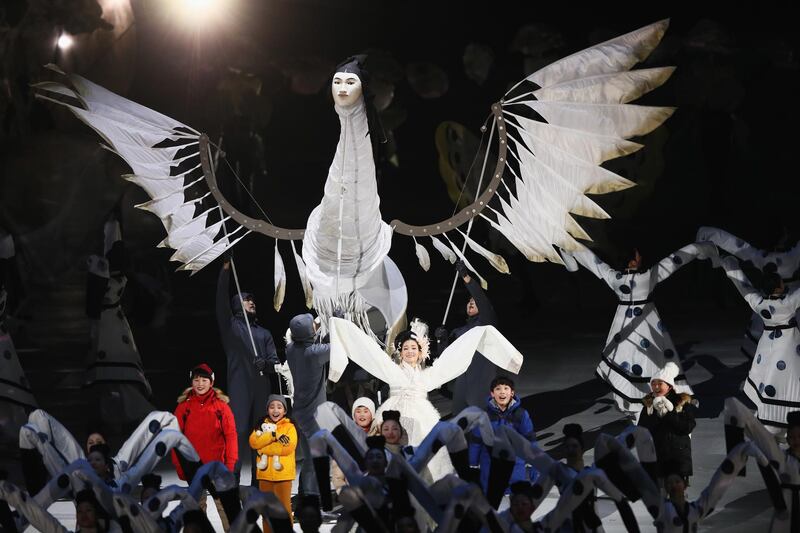Dancers perform 'The Land of Peace' segment during the opening ceremony. Jamie Squire / Getty Images