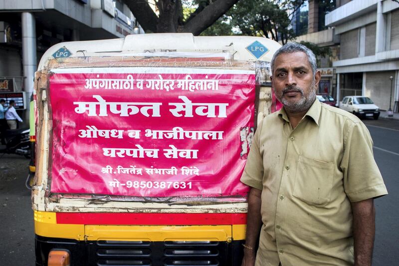 “There’s no leave in this work,” says Jitendra Shinde, who has dropped over 15,000 patients to hospitals for free. Sanket Jain for The National