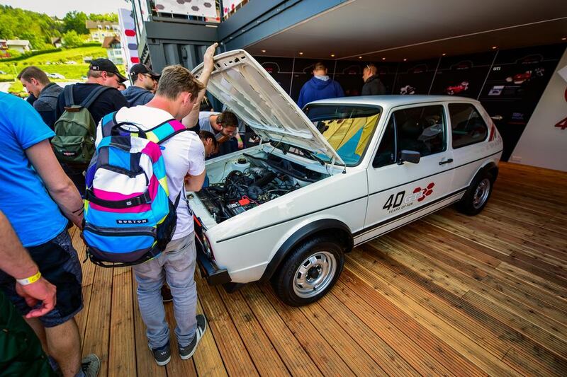 A spotless original on Volkswagen’s stand, showing how the GTI legend began 40 years ago, commands plenty of attention from enthusiasts at the Volkswagen festival in Wörthersee, Austria. Courtesy Volkswagen
