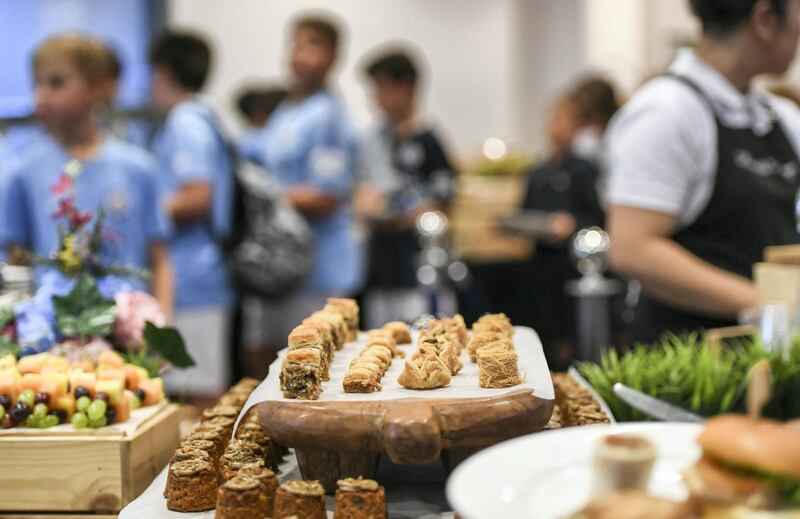 Abu Dhabi, United Arab Emirates - Game screening of Manchester City vs. Brighton Albion football match along with an Iftar buffet at Mubadala Arena, Zayed Sports City. Khushnum Bhandari for The National
