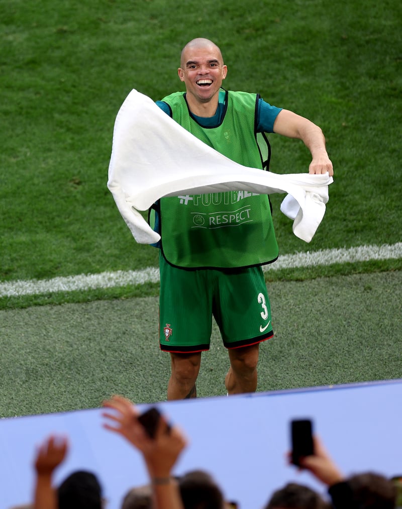 Pepe of Portugal interacts with the fans. Getty Images