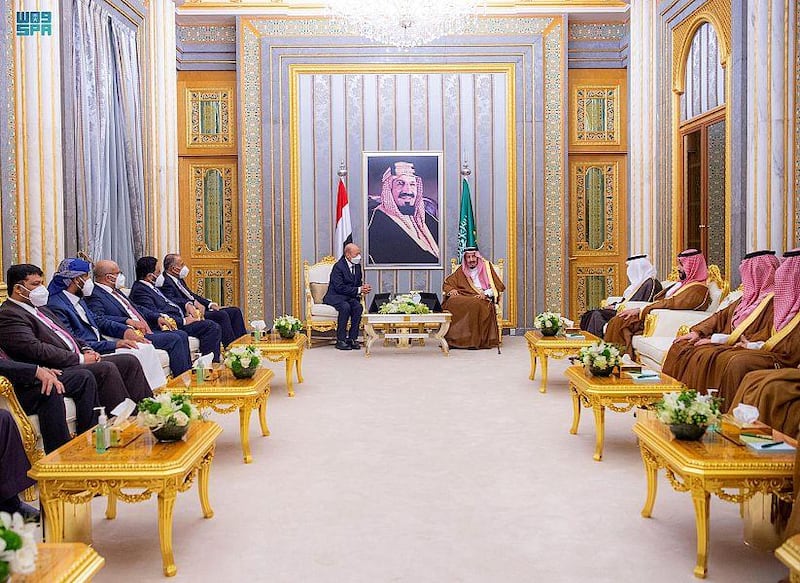 Saudi Crown Prince Mohammed bin Salman and Gen Al Alimi’s deputies also attended the meeting at Al Salam Palace. 