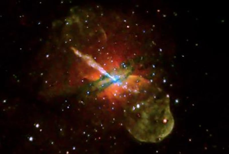 The galaxy Centaurus A is the nearest to Earth that contains a supermassive black hole that could possibly power a spacecraft.