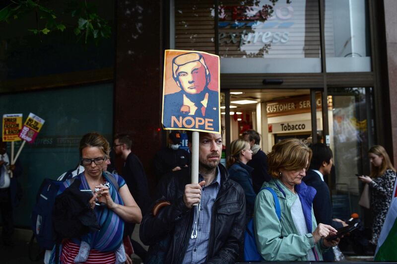Protesters during a demonstration in London. Bloomberg