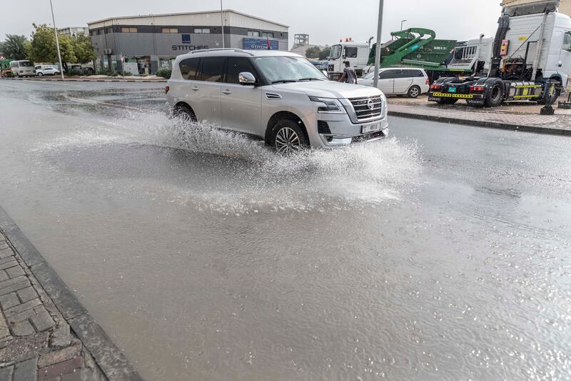 A huge puddle in Al Quoz. Antonie Robertson / The National



