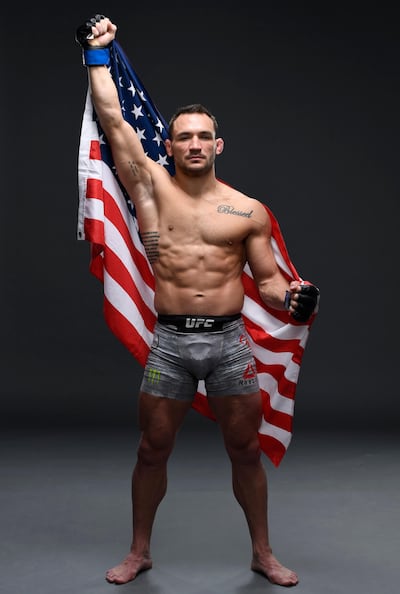 ABU DHABI, UNITED ARAB EMIRATES - JANUARY 23: Michael Chandler poses for a portrait after his victory during the UFC 257 event inside Etihad Arena on UFC Fight Island on January 23, 2021 in Abu Dhabi, United Arab Emirates. (Photo by Mike Roach/Zuffa LLC)