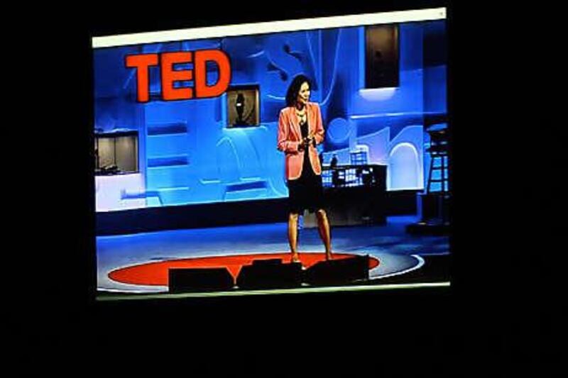 Sheryl WuDunn's address to the TED annual conference is screened at Knowledge Village Auditorium in Dubai.