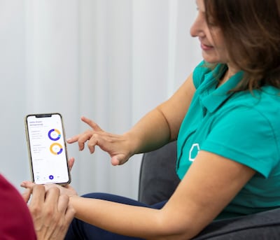 GluCare has a dedicated app that allows blood sugar data to be accessed by experts as well as enabling users to message the care team with any concerns. Photo: GluCare