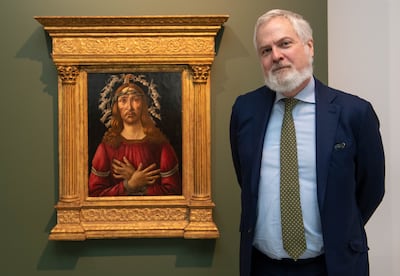 Christopher Apostle, Sotheby's head of Old Master Paintings in New York, was in Dubai for the unveiling of Botticelli's 'The Man of Sorrows' at Sotheby's Dubai. Ryan Lim for The National 