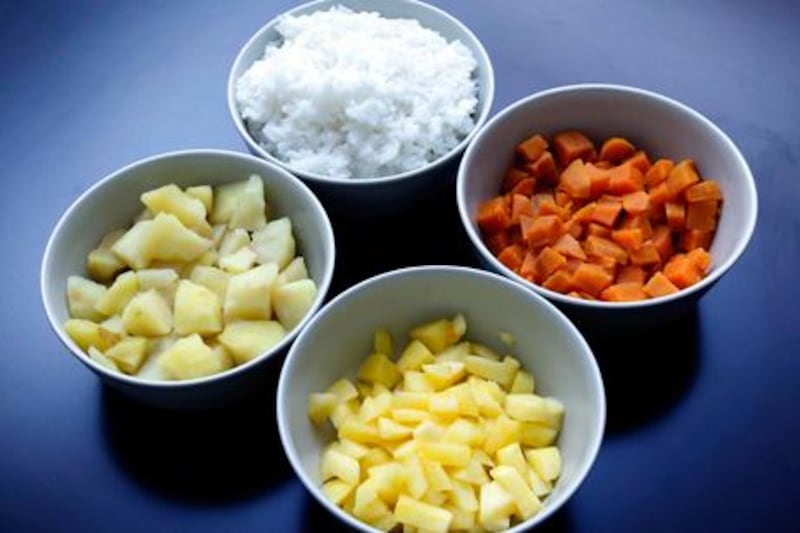 Rice, sweet potato, apple and pumpkin. Satish Kumar / The National