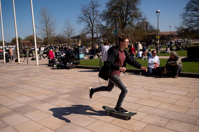 People enjoy a fine spring day in Stratford-upon-Avon. AP Photo
