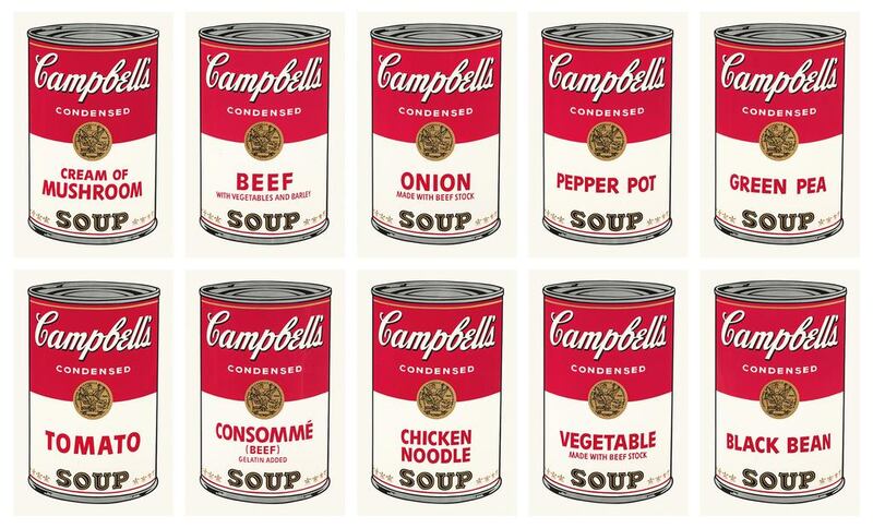 Andy Warhol's 16 Campbell's Soup Cans from 1968. The art market can be fickle but there are fortunes to be made. Courtesy Ludwig Goes Pop