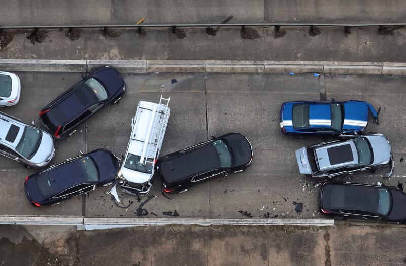 A fatal accident involving several cars occurred in Austin, Texas, during an ice storm on Tuesday. Austin American-Statesman / AP