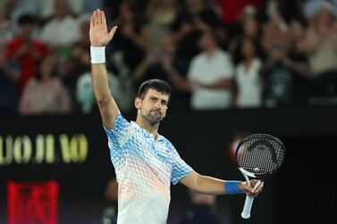 MELBOURNE, AUSTRALIA - JANUARY 25: Novak Djokovic of Serbia celebrates after winning in the Quarterfinal singles match against Andrey Rublev during day ten of the 2023 Australian Open at Melbourne Park on January 25, 2023 in Melbourne, Australia. (Photo by Cameron Spencer / Getty Images)