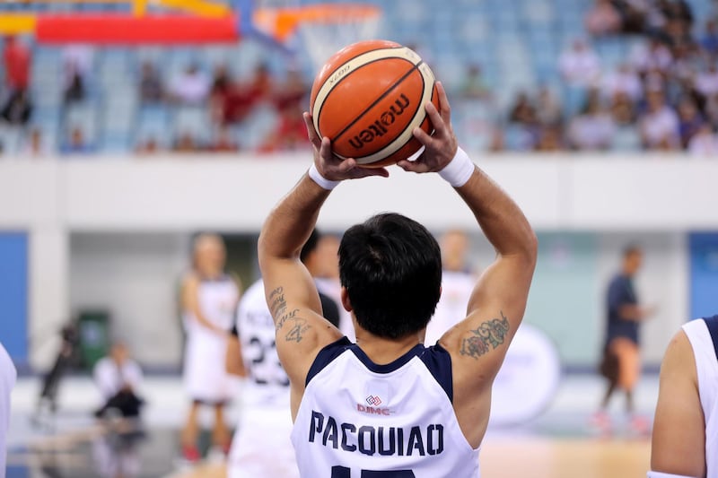 Dubai, United Arab Emirates - September 27, 2019: Dubai Invasion 2019, MPBL event, headlined by Manny Pacquiao in an All Star game. Friday the 27th of September 2019. Hamden Sports Complex, Dubai. Chris Whiteoak / The National