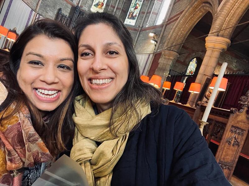 Ms Siddiq takes a selfie at her first meeting with Ms Zaghari-Ratcliffe, after campaigning for six years for her release from Iran. PA
