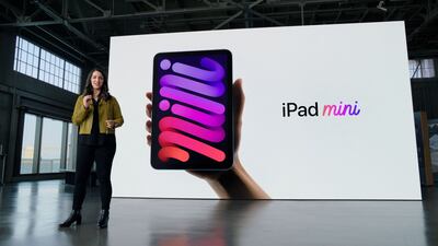 Apple's iPad product marketing manager Katie McDonald talks about the new iPad mini on Tuesday. AFP