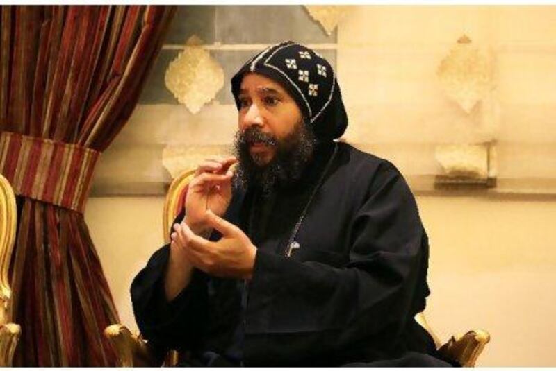 Father Sawerus El Ambabeshoiy speaks during an interview at the Coptic Orthodox Church in the Mezyad district in Al Ain.