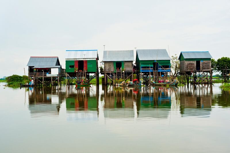 A handout photo of floating village in Tonle Sap in Cambodia (Courtesy: Aqua Expeditions)