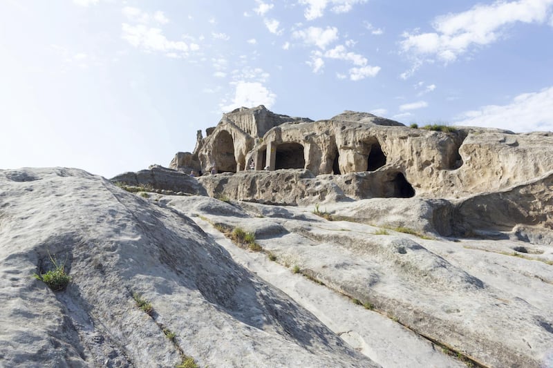 Uplistsikhe, Georgia - August, 2017: view at Uplistsikhe ancient cave town near Gori, Georgia