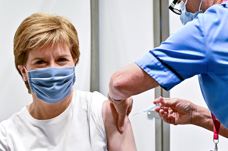 She receives her second dose of the Oxford/AstraZeneca Covid-19 vaccine in Glasgow in June 2021. Getty