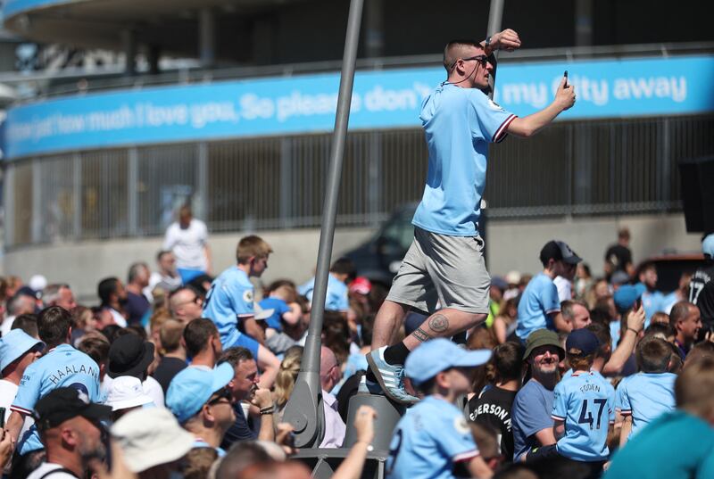 Manchester City fans during the unveilings. Reuters