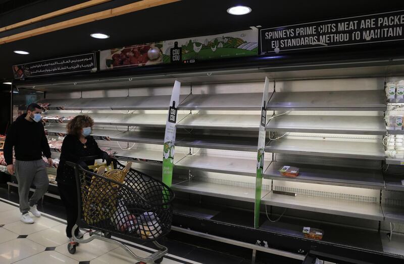 Citizens shopping at Spinneys supermarket in Beirut, Lebanon, 11 January 2021. EPA