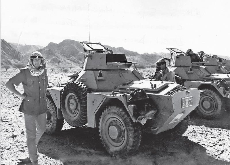 Lieutenant Colonel David Neild with the Ras Al Khaimah Mobile Force in 1970, with Ferret armoured cars. Courtesy Medina Publishing