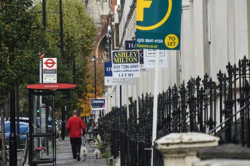 Letting signs are seen outside properties in Maida Vale in London, England. As many young people renting rooms have left the capital due to the Coronavirus Pandemic, rents are dropping and in some places have fallen by a third. Getty Images