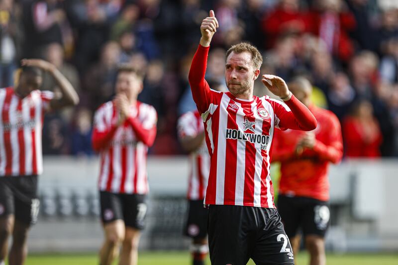 Christian Eriksen completed his emotional return to football with his Brentford debut in late February. PA