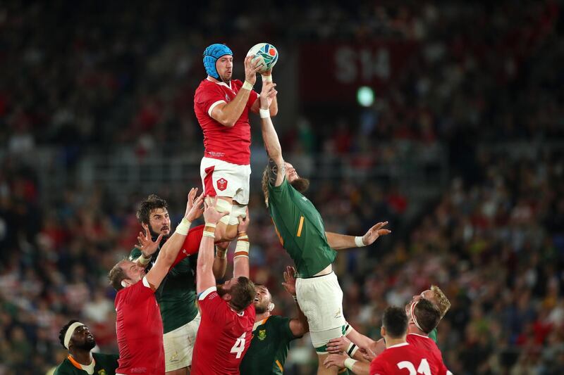 Justin Tipuric of Wales takes the lineout ball  during the Rugby World Cup 2019 Semi-Final match between Wales and South Africa at International Stadium Yokohama in Yokohama, Kanagawa, Japan.  GETTY IMAGES