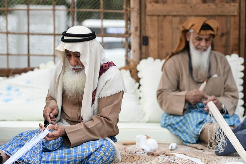 Making fishnets as Bedouin people have done for centuries