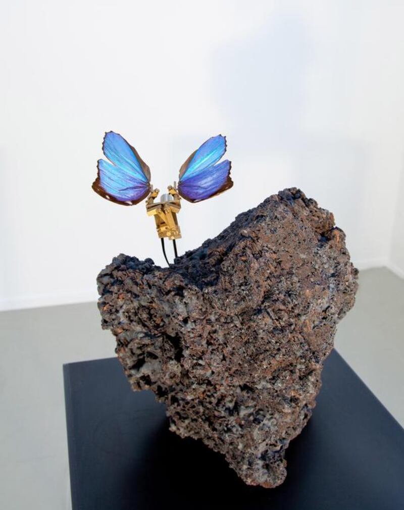 Rebecca Horn's Butterfly with Black Volcano Stone will show in Art Dubai 2014's contemporary section. Courtesy Galleria Marie-Laure Fleisch
