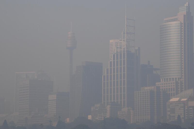 Thick smoke hangs in the sky in Sydney. EPA