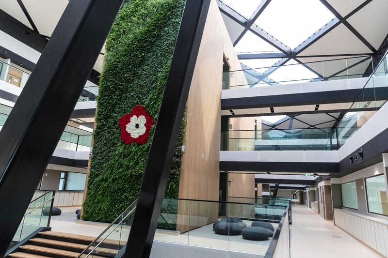 The Royal Grammar School Guildford Dubai includes a biophilic central atrium of fully grown trees and a living wall. All pictures by Antonie Robertson / The National