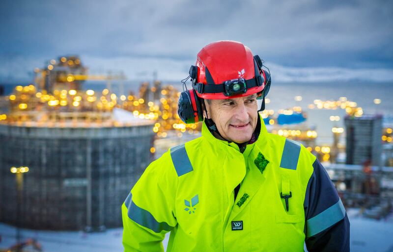 Norway's Prime Minister Jonas Gahr Store visited a gas terminal in the Arctic on January 31. Reuters