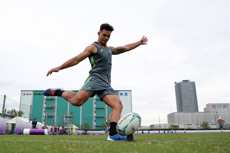 Matt To'omua of Australia during a training session at the Rugby World Cup in Tokyo. Getty