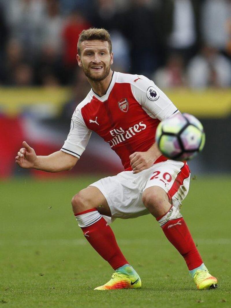 Arsenal’s Shkodran Mustafi in action against Hull City. Lee Smith / Action Images / Reuters
