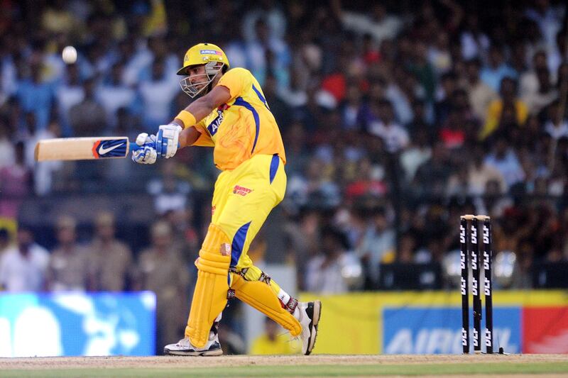 CHENNAI, INDIA - MARCH 31:  Murali Vijay of Chennai Super Kings plays a shot during the 2010 DLF Indian Premier League T20 group stage match between Chennai Super Kings and Royal Challengers Bangalore played at MA Chidambaram Stadium on March 31, 2010 in Chennai, India.  (Photo by Pal Pillai-IPL 2010/IPL via Getty Images)