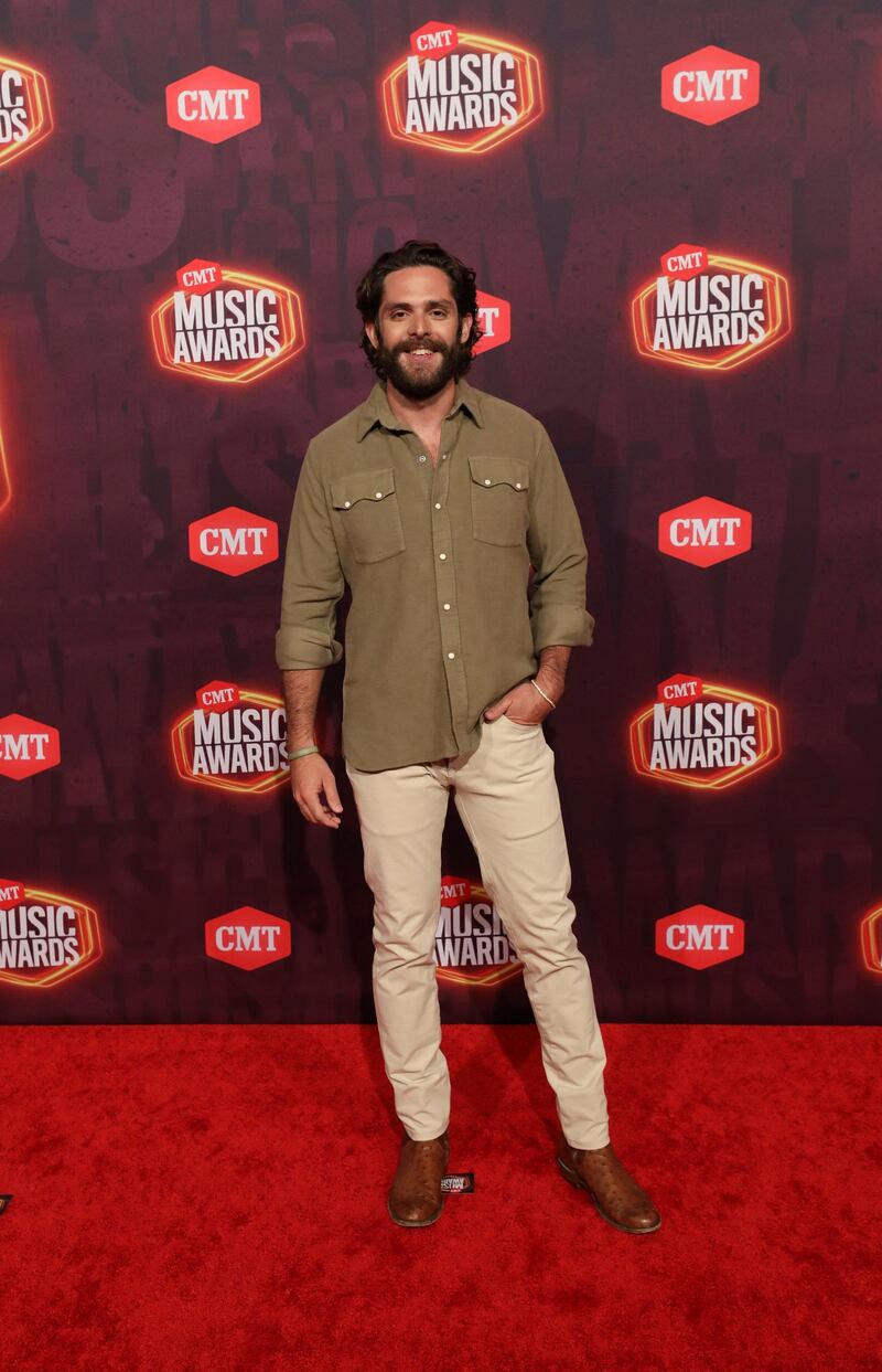 Singer Thomas Rhett arrives for the CMT Music Awards at Bridgestone Arena in Nashville, Tennessee, on June 9, 2021. Reuters
