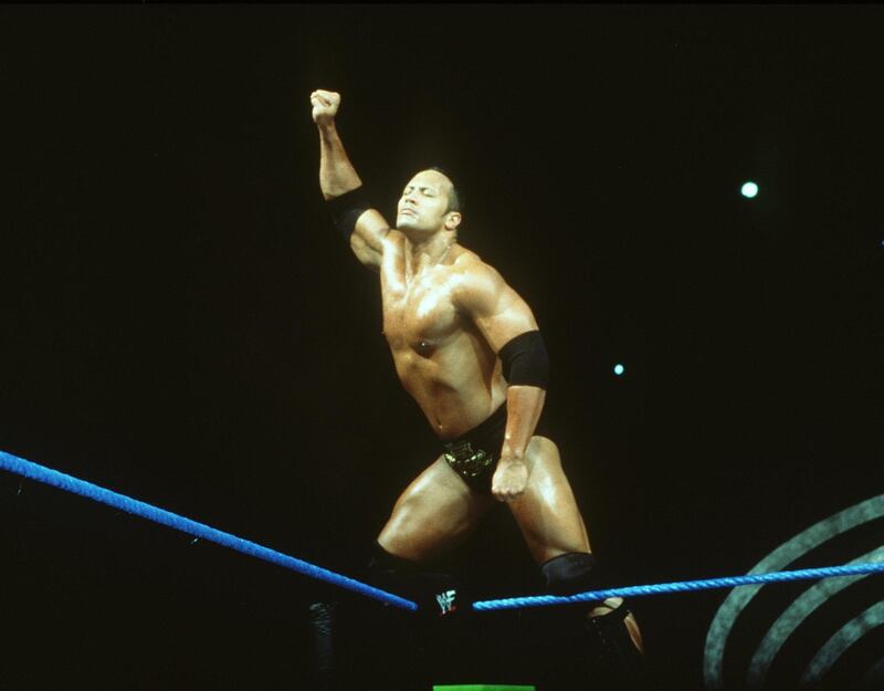 370782 03: World Wrestling Federation's Wrestler Rock Poses June 12, 2000 In Los Angeles, Ca.  (Photo By Getty Images)