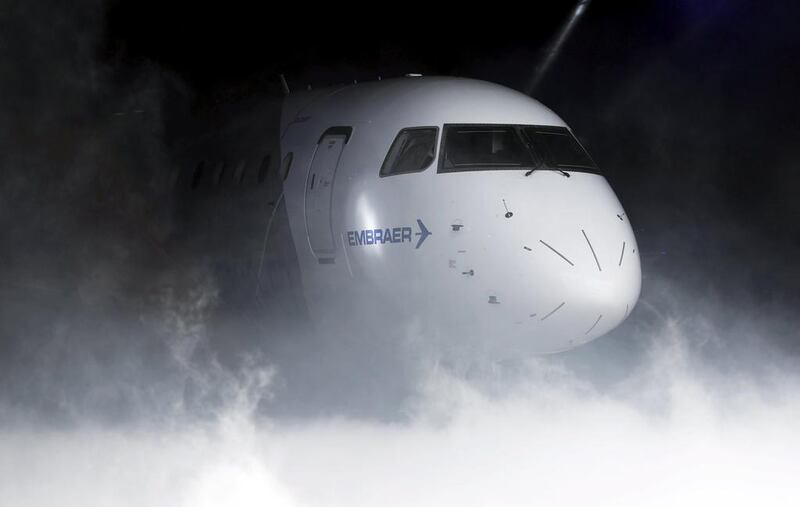 Brazilian aircraft manufacturer Embraer believes its more cost efficient for regional Middle East carriers to use its new E190-E2 aircraft. Nacho Doce / Reuters