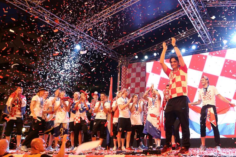 Soccer Football - World Cup - The Croatia team return from the World Cup in Russia - Zagreb, Croatia - July 16, 2018   Croatia coach Zlatko Dalic on stage during celebrations   REUTERS/Antonio Bronic