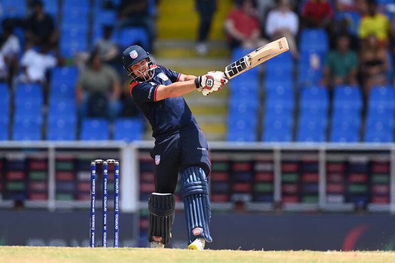 Andries Gous USA hits a six. Getty Images