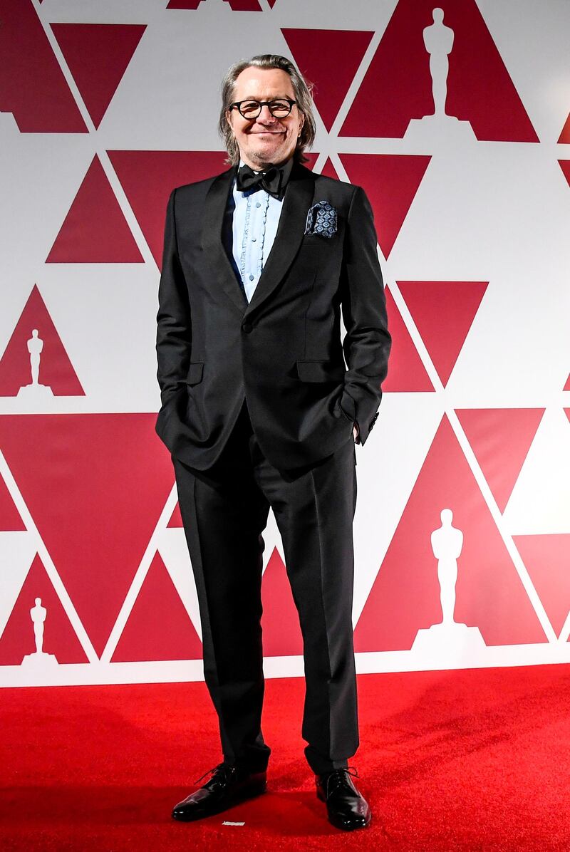 Gary Oldman arrives at a screening of the 93rd Academy Awards in London, England, on April 26, 2021. Reuters