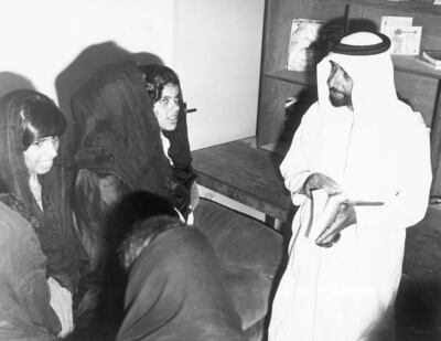 An image from the Itihad archive. Courtesy Al Itihad.
Abu Dhabi, UAE. Zayed and education. *** Local Caption ***  ZAYED & WOMANS.jpg