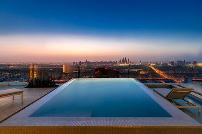 The view from a two-bedroom private apartment at Five Jumeirah Village. Courtesy Five Jumeirah Village