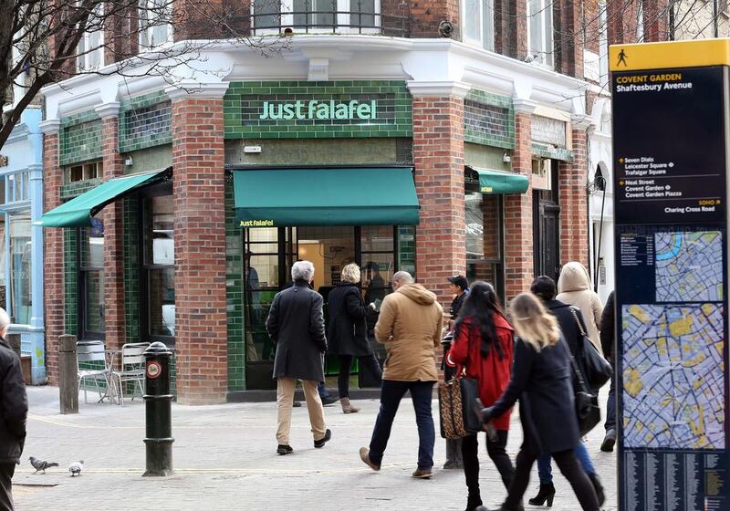 Above, the Just Falafel shop in Covent Garden, London. Stephen Lock for The National